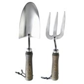 Dobbies Select Wood&Stainless Steel Hand Trowel and Fork Set