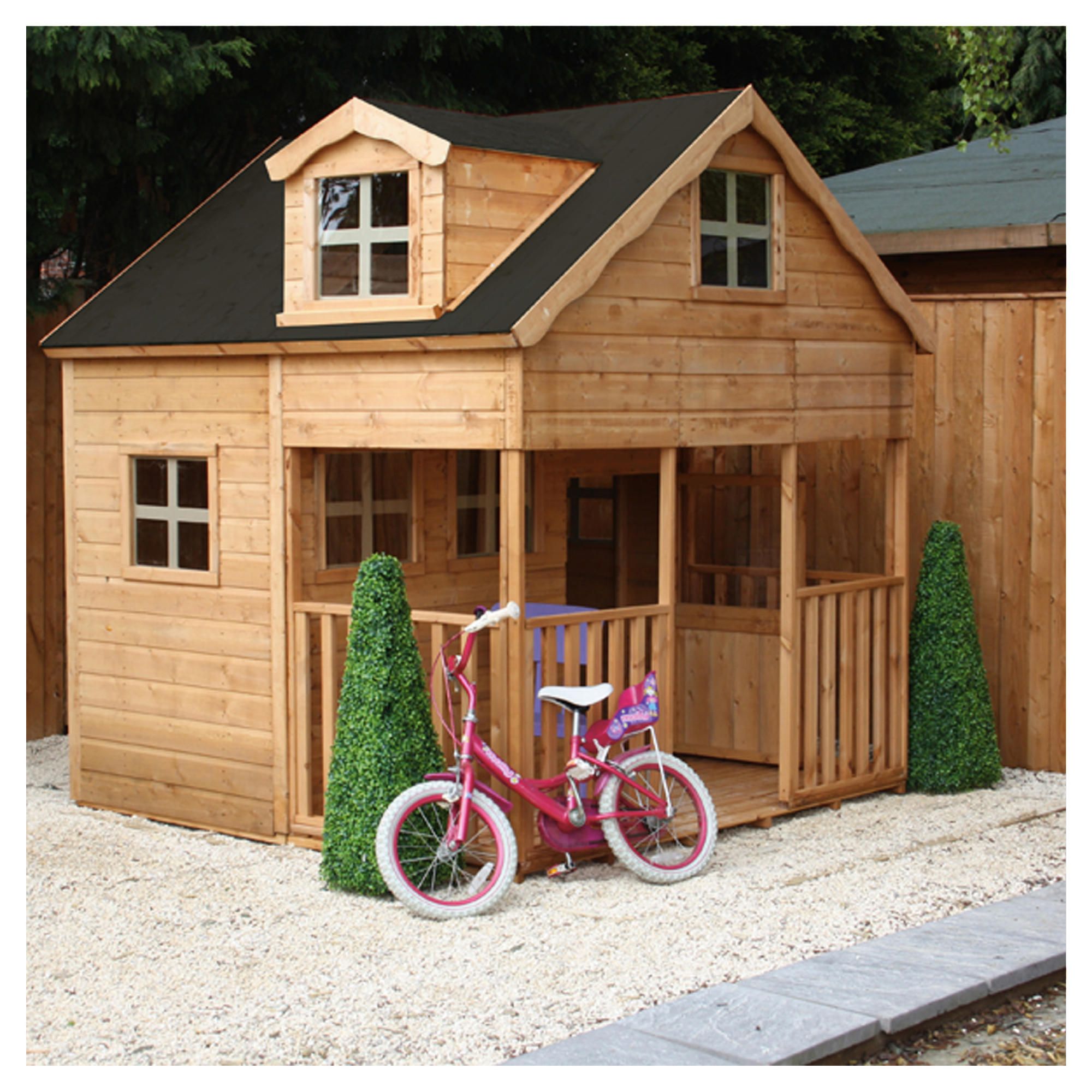 Wooden Playhouse with Dorma Window at Tesco Direct