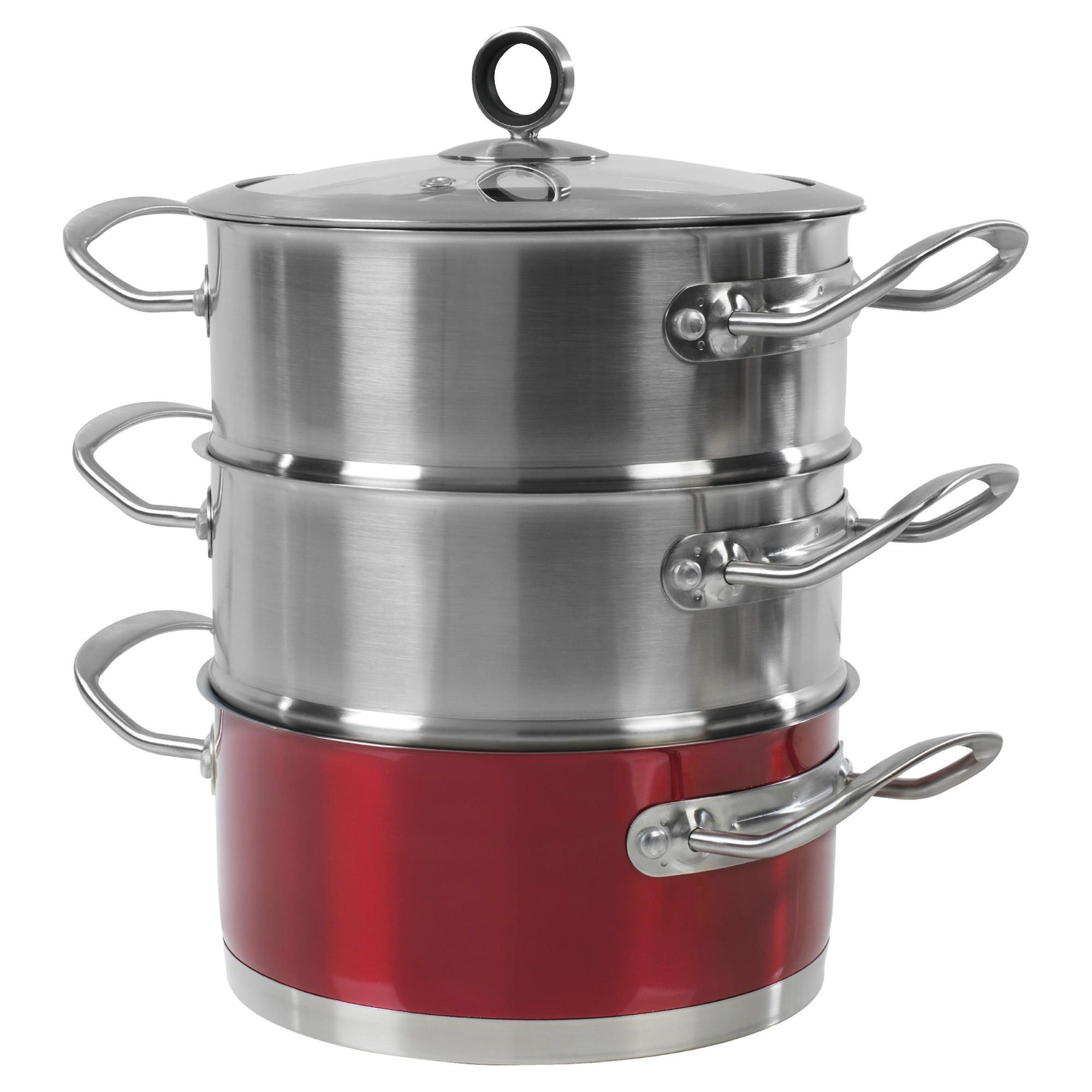 Morphy Richards Steamer 3 Tier 16/18/20cm Red