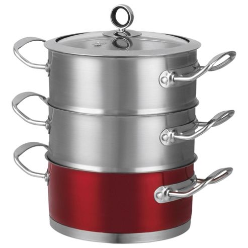 Image of Morphy Richards Accents 3 Tier Steamer, Red