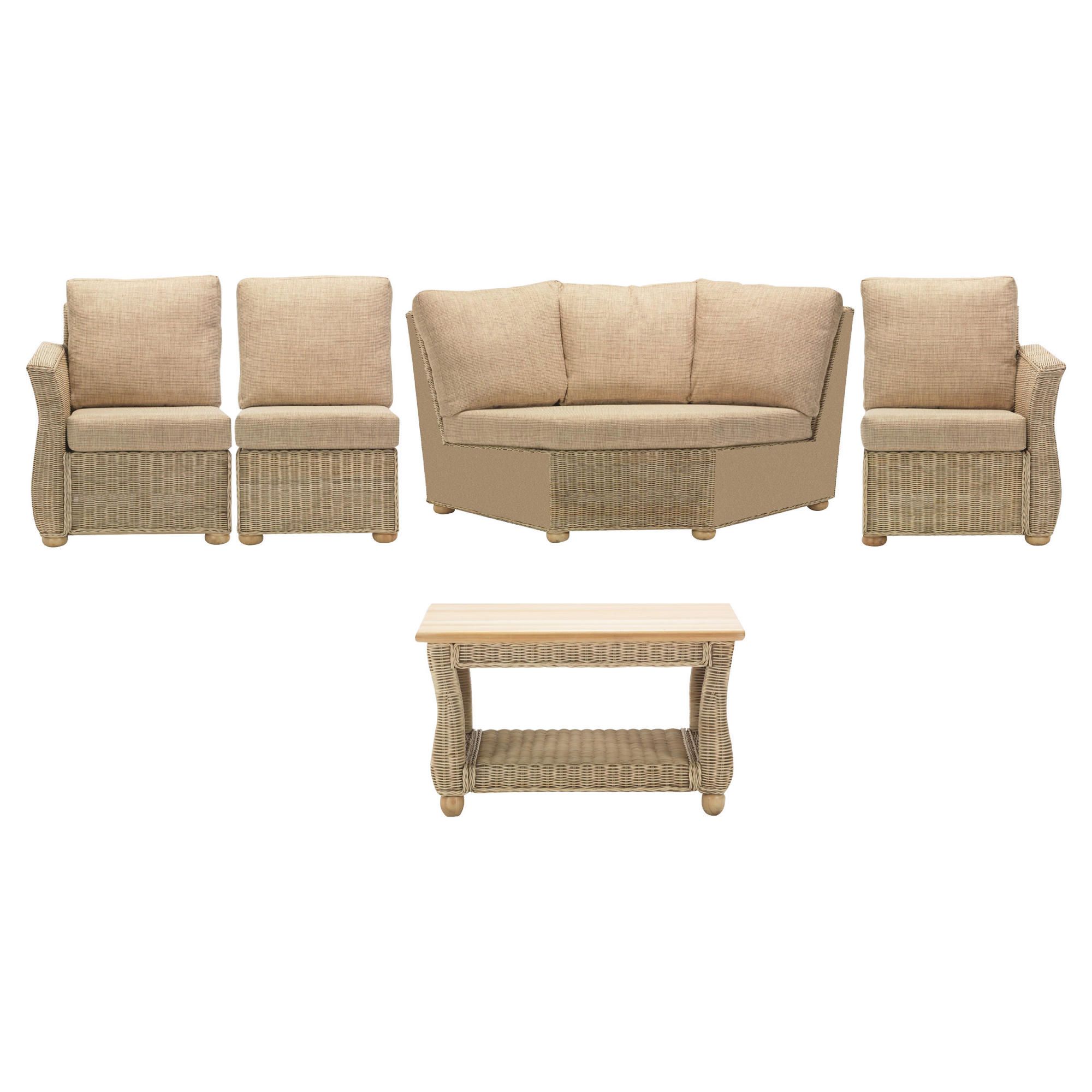 Corsica 5 Piece Suite Conservatory Set (Left, Right, Armless, Corner & Coffee table) at Tesco Direct