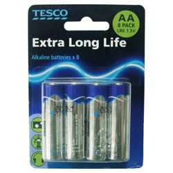 Tesco 8 Pack Alkaline AA batteries