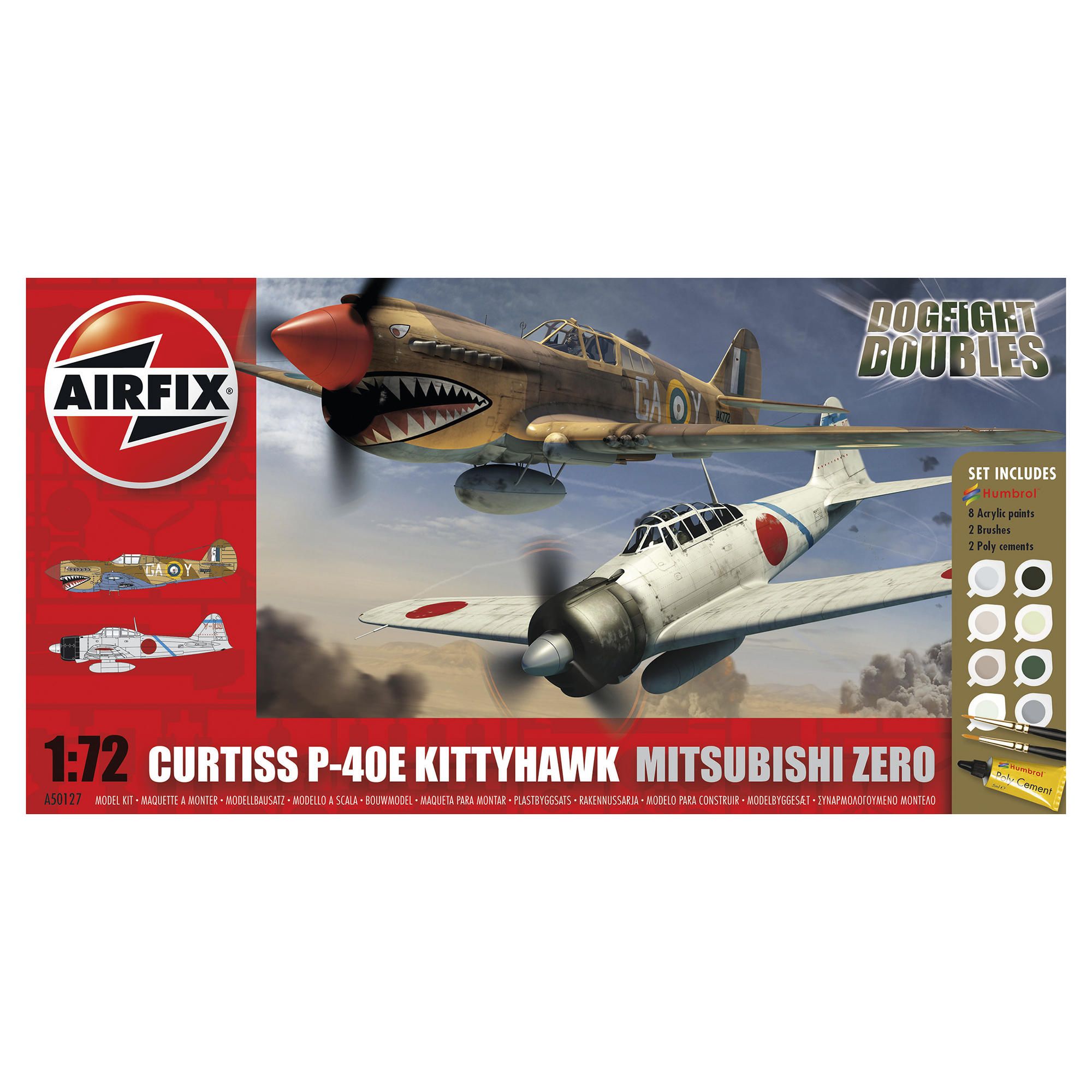 Airfix A50127 Dogfight Doubles Curtis P-40 & Mitsubishi Zero 1:72 Scale Military Aircraft Gift Set I