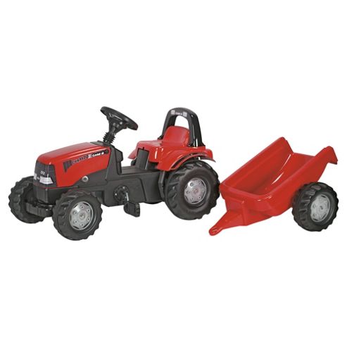 Image of Rolly Kid Case Tractor Ride-on With Roll Bar & Trailer