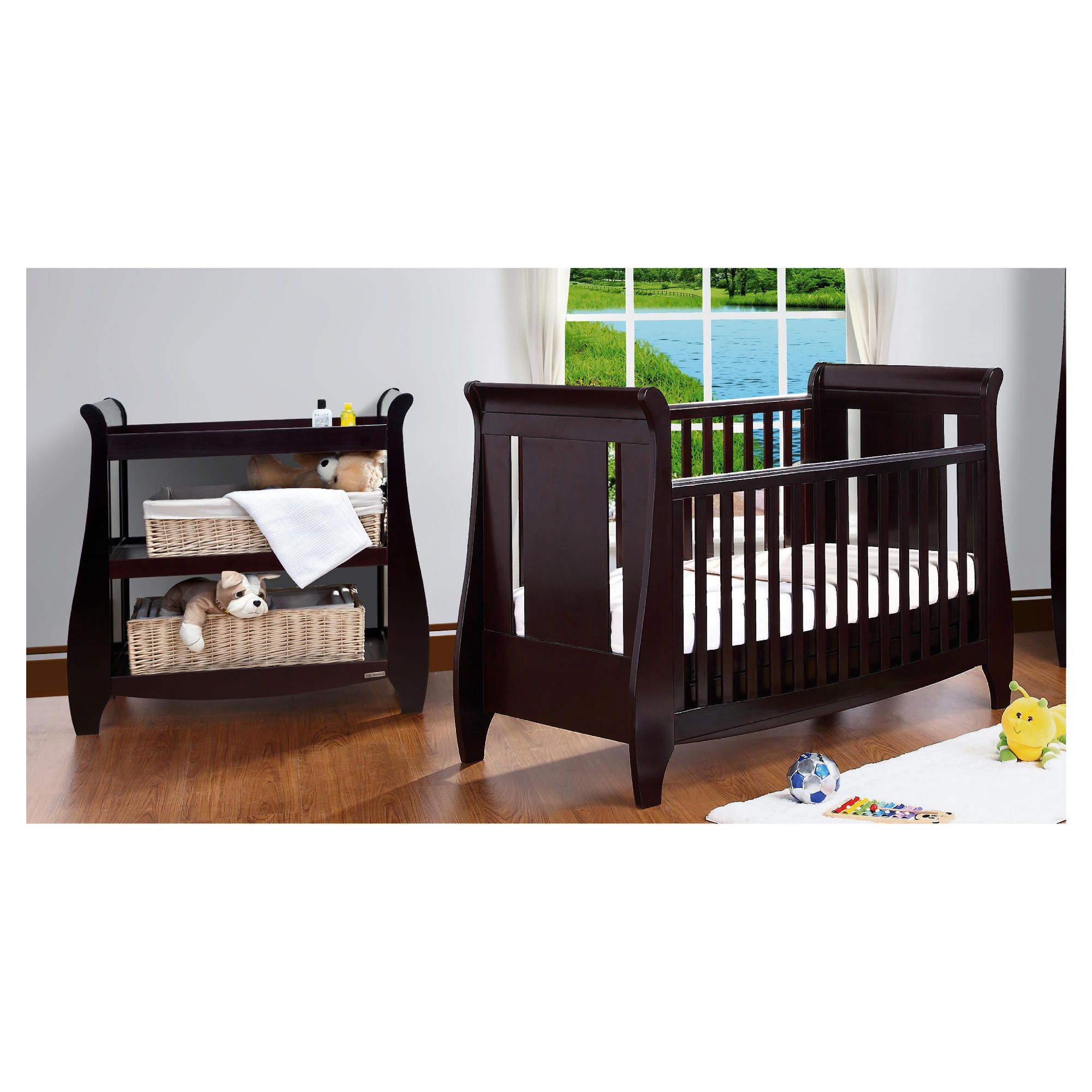 Tutti Bambini Katie Cotbed with Shelf Changer Nursery Room Set, Espresso at Tesco Direct