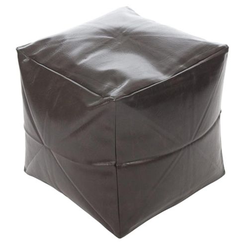 Image of Kaikoo Faux Leather Bean Bag Cube, Brown