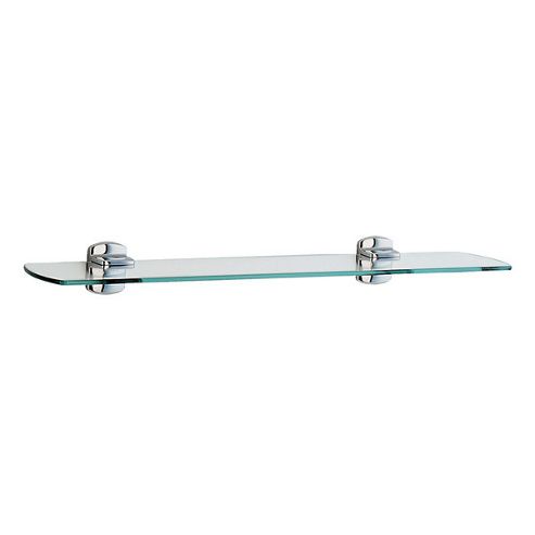 Image of Smedbo Cabin Bathroom Glass Shelf With Brackets - Polished Chrome