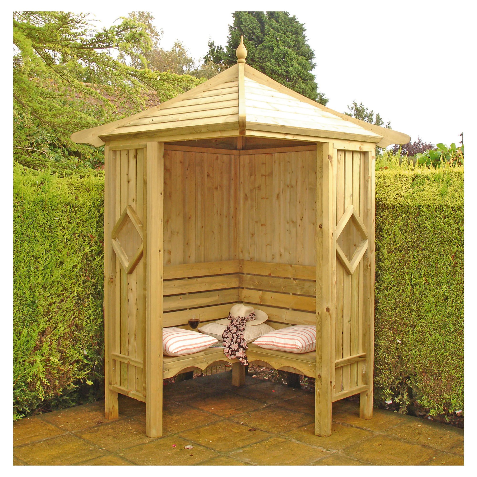 Finewood Corner Arbour 5x5 with Installation at Tesco Direct