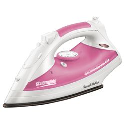 Russell Hobbs 18720 vertical steam feature Iron with Ceramic Plate - White/Pink