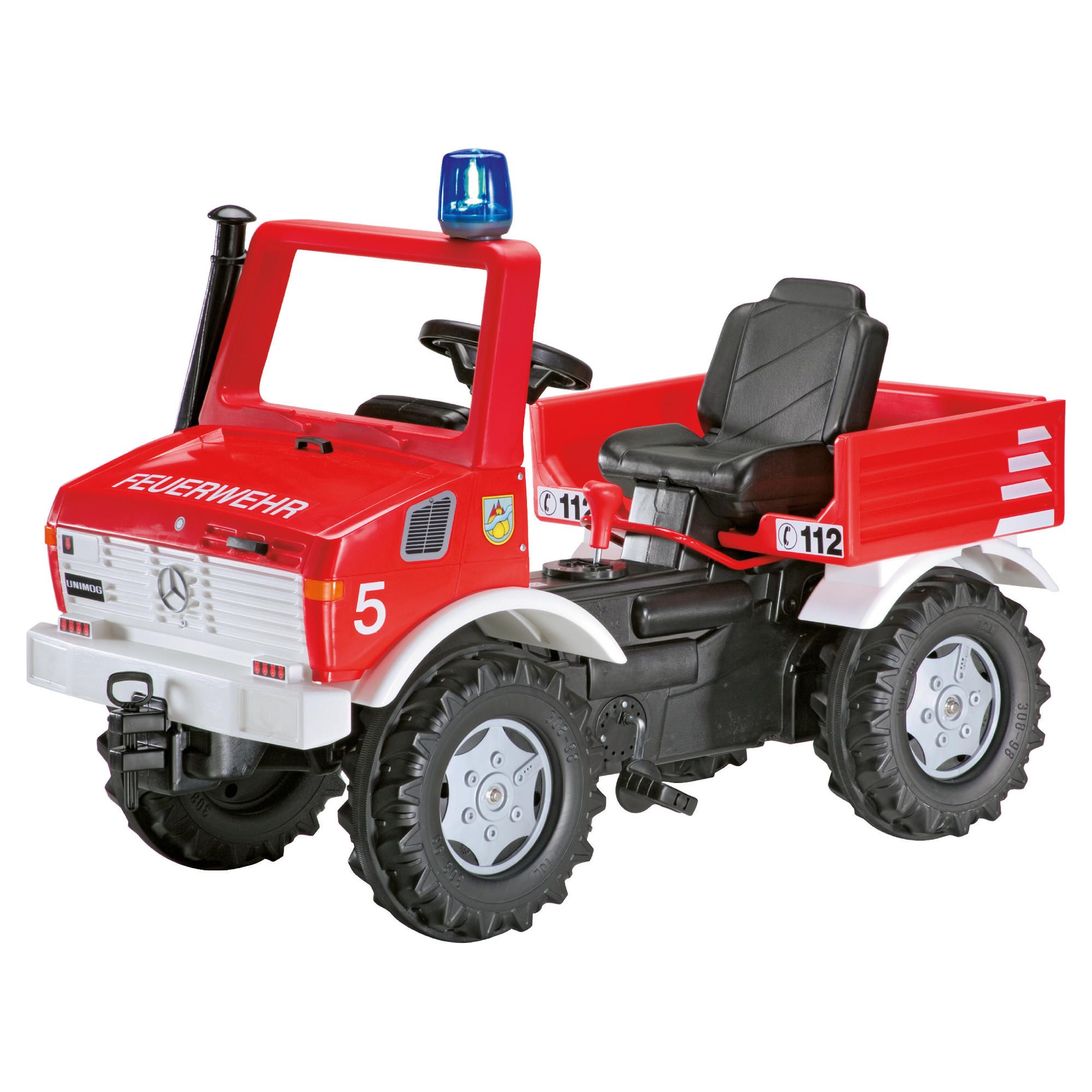 Fire Brigade Unimog Ride-On With Gears, Handbrake & Blue Flashing Light at Tesco Direct