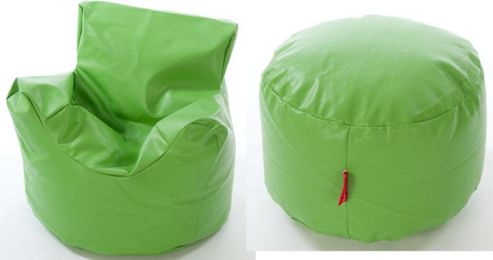 Image of Kaikoo Kids Faux Leather Funzee Bean Bag Chair With Footstool, Green