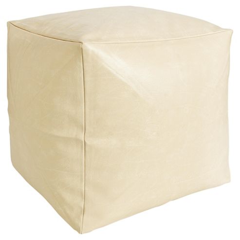 Image of Kaikoo Faux Leather Bean Bag Cube, Cream