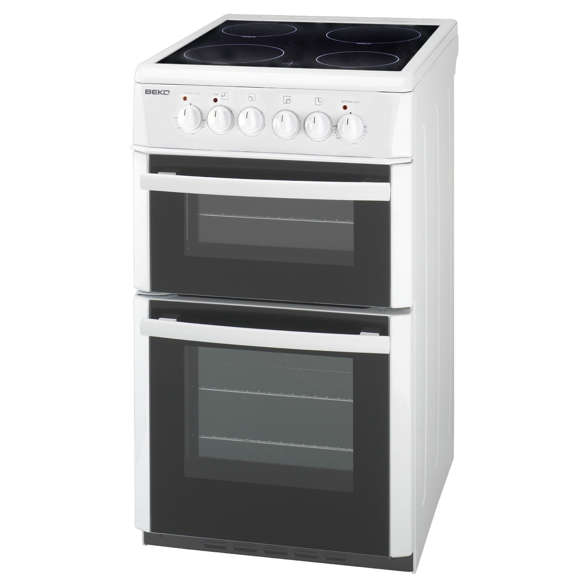 Beko DVC563AW Ceramic Dbl Oven Electric Cooker 50cm White