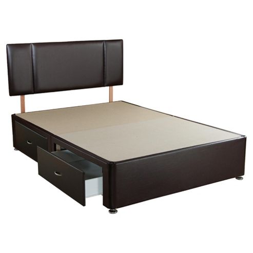 Image of Airsprung King Size Faux Leather 4 Drawer Divan Bed Plus Headboard