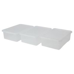 Wham crystal 32L underbed storage box with lid, 3 pack clear