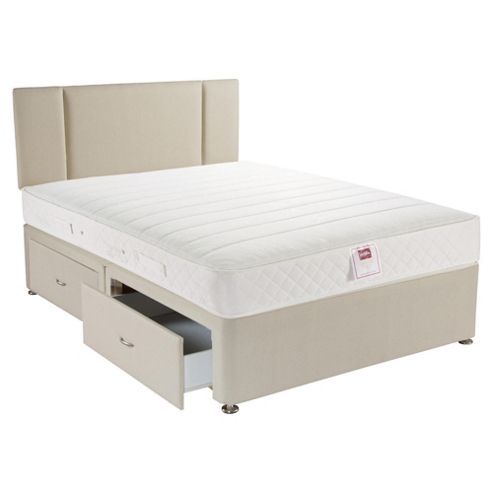 Image of Airsprung King Size Fabric 4 Drawer Divan Bed Plus Headboard