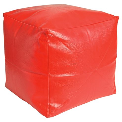Image of Kaikoo Faux Leather Bean Bag Cube, Red