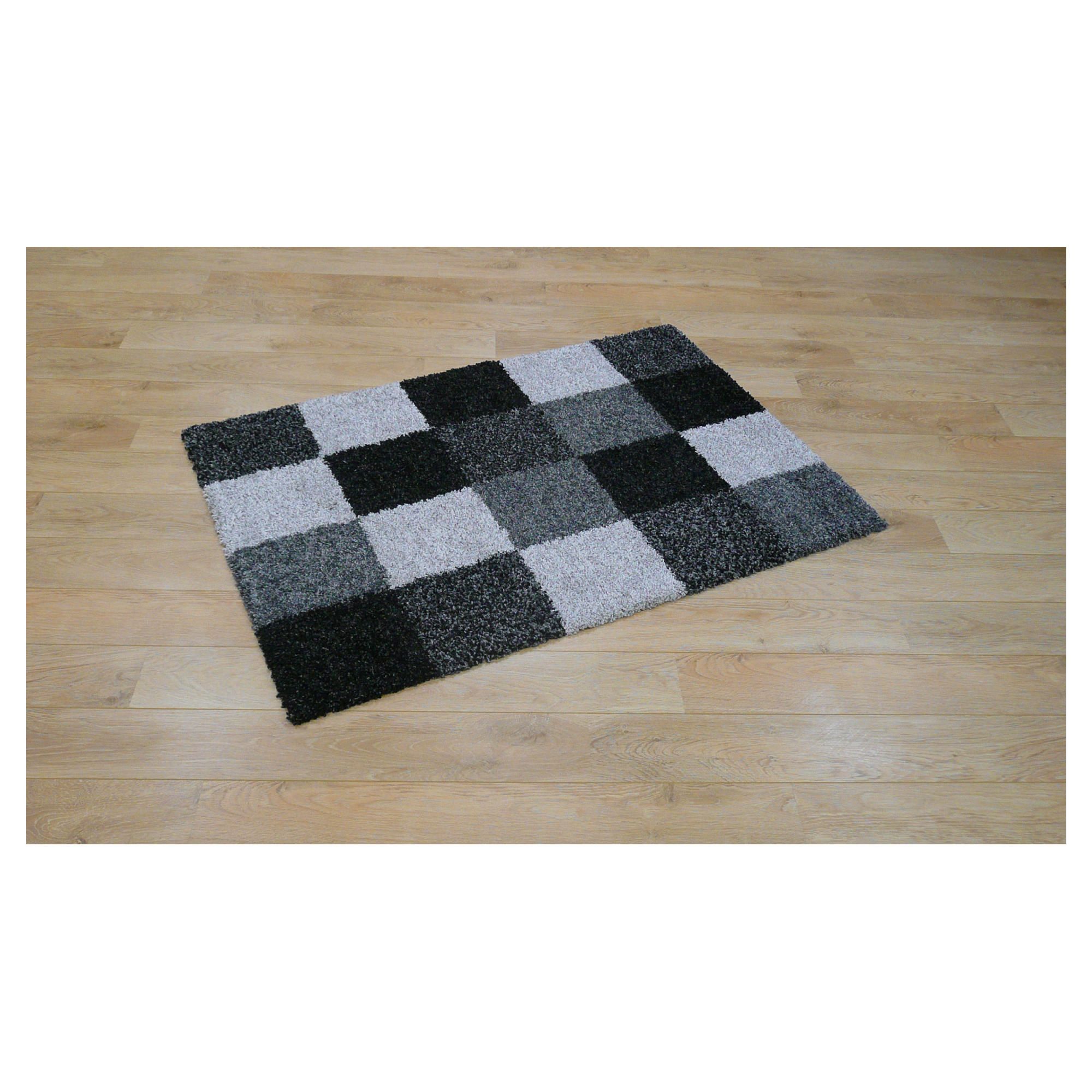 Tesco Shaggy Blocks Rug Charcoal 160X230cm