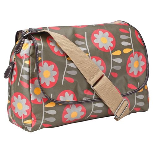 Image of Oioi Messenger Retro Circular Floral Olive Green Changing Bag