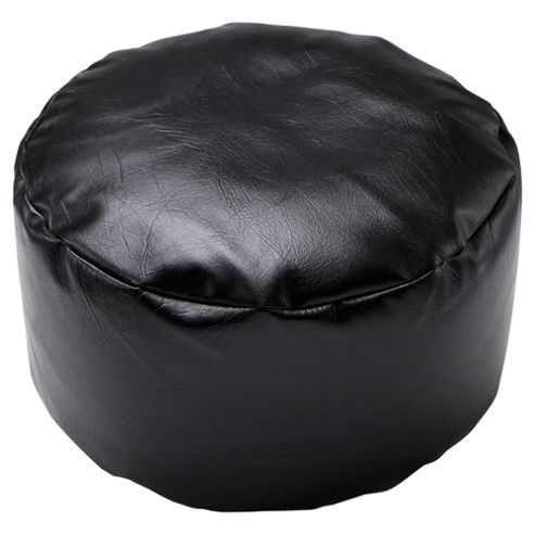 Image of Kaikoo Faux Leather Pouffe, Black