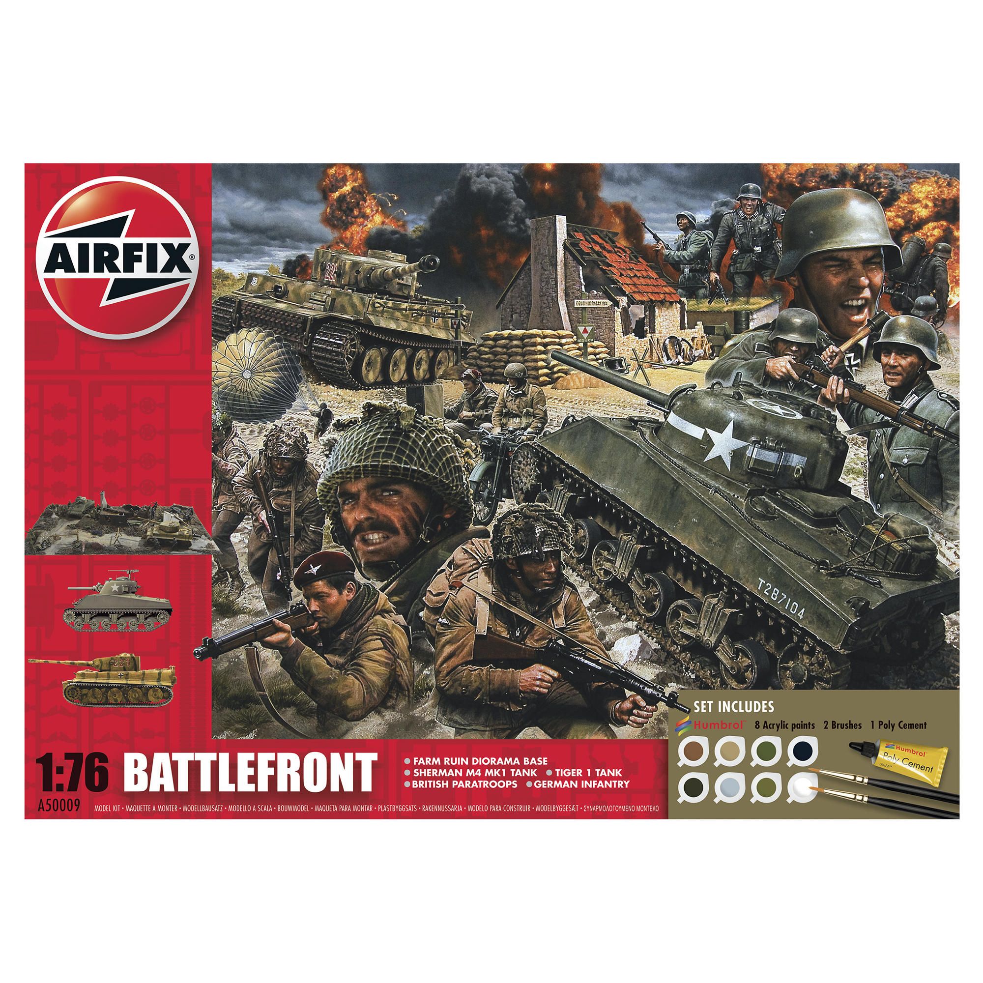 Airfix A50009 Battle Front 1:72 Scale Military Diorama Gift Set Including Paint Glue & Brushes