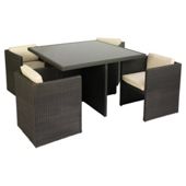 Cuba 4 Seater Hideaway Set in Grey/Mocha