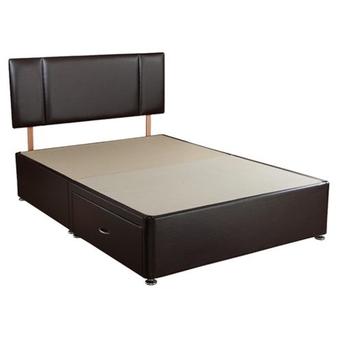 Image of Airsprung Double Faux Leather 2 Drawer Divan Bed Plus Headboard
