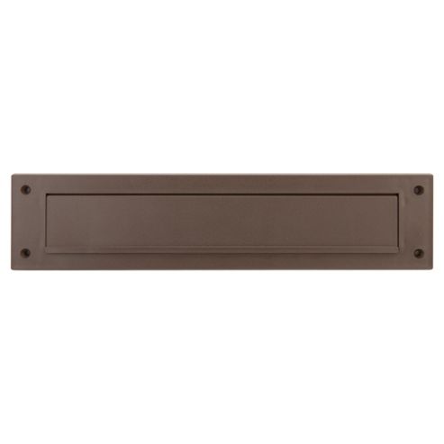 Image of Plastic Letter Box Draught Excluder Plate With Cover Brown
