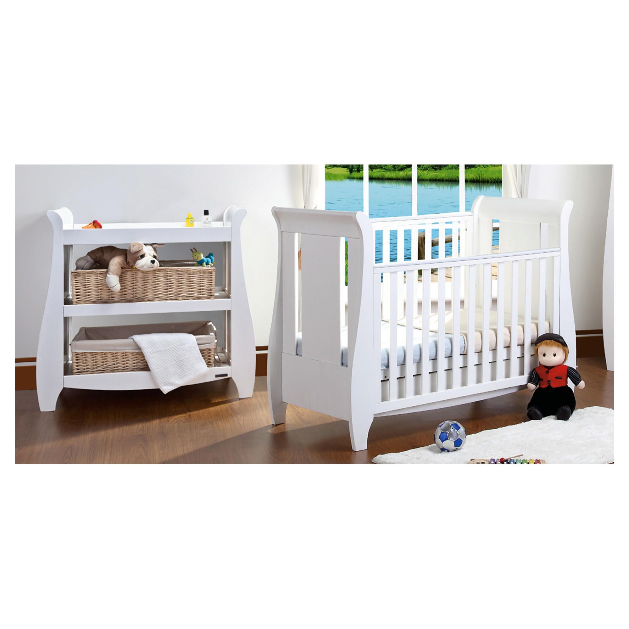 Tutti Bambini Katie Cotbed with Shelf Changer Nursery Room Set, White at Tesco Direct