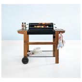 Tesco  Deluxe Twin Grill Charcoal BBQ with Wooden Bench