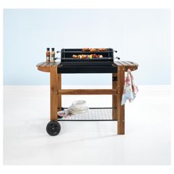 Tesco  Deluxe Twin Grill Charcoal BBQ with Wooden Bench
