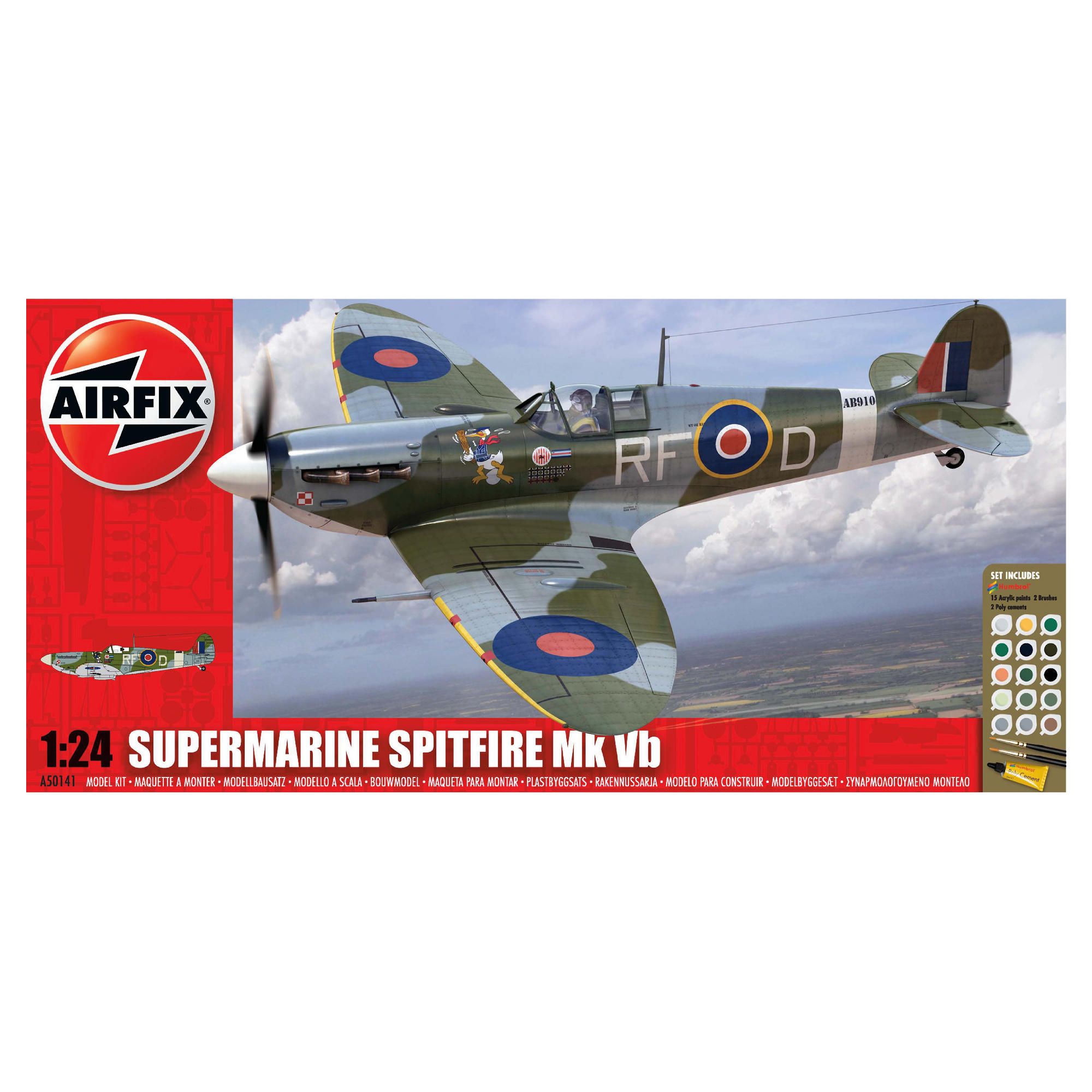 Airfix A50141 Battle Of Britain Memorial Flight Supermarine Spitfire Mkvb 1:24 Scale Military Aircra