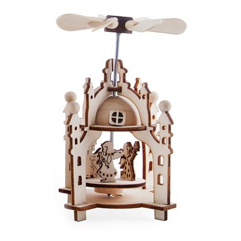 Image of Festive Laser Cut Wooden Whirligig Windmill Ornament With Angel
