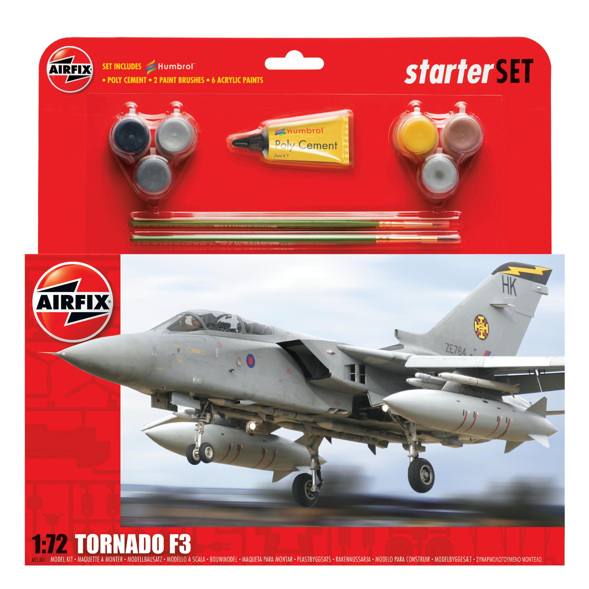 Airfix A55301 Tornado F3 1:72 Scale Military Aircraft Category 3 Gift Set Including Paint Glue And B
