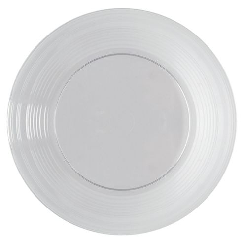 Tesco Set of 8 Plastic Plates, Clear