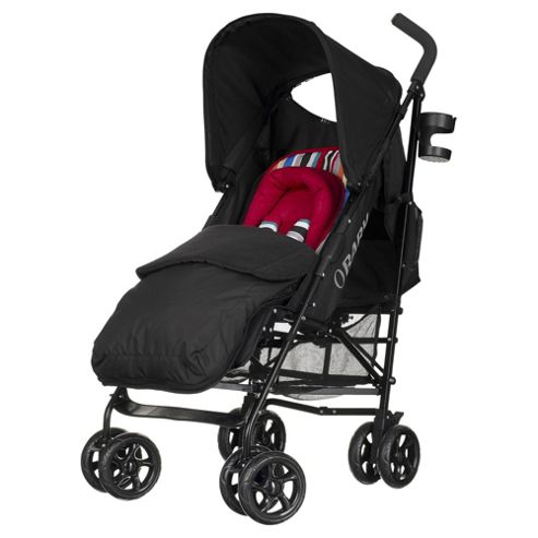 Image of Obaby Atlas Lite Stroller With Footmuff-red Stripe