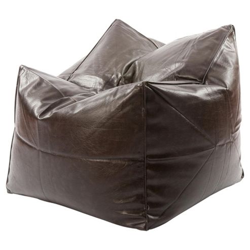 Image of Kaikoo Faux Leather Square Bean Bag, Brown