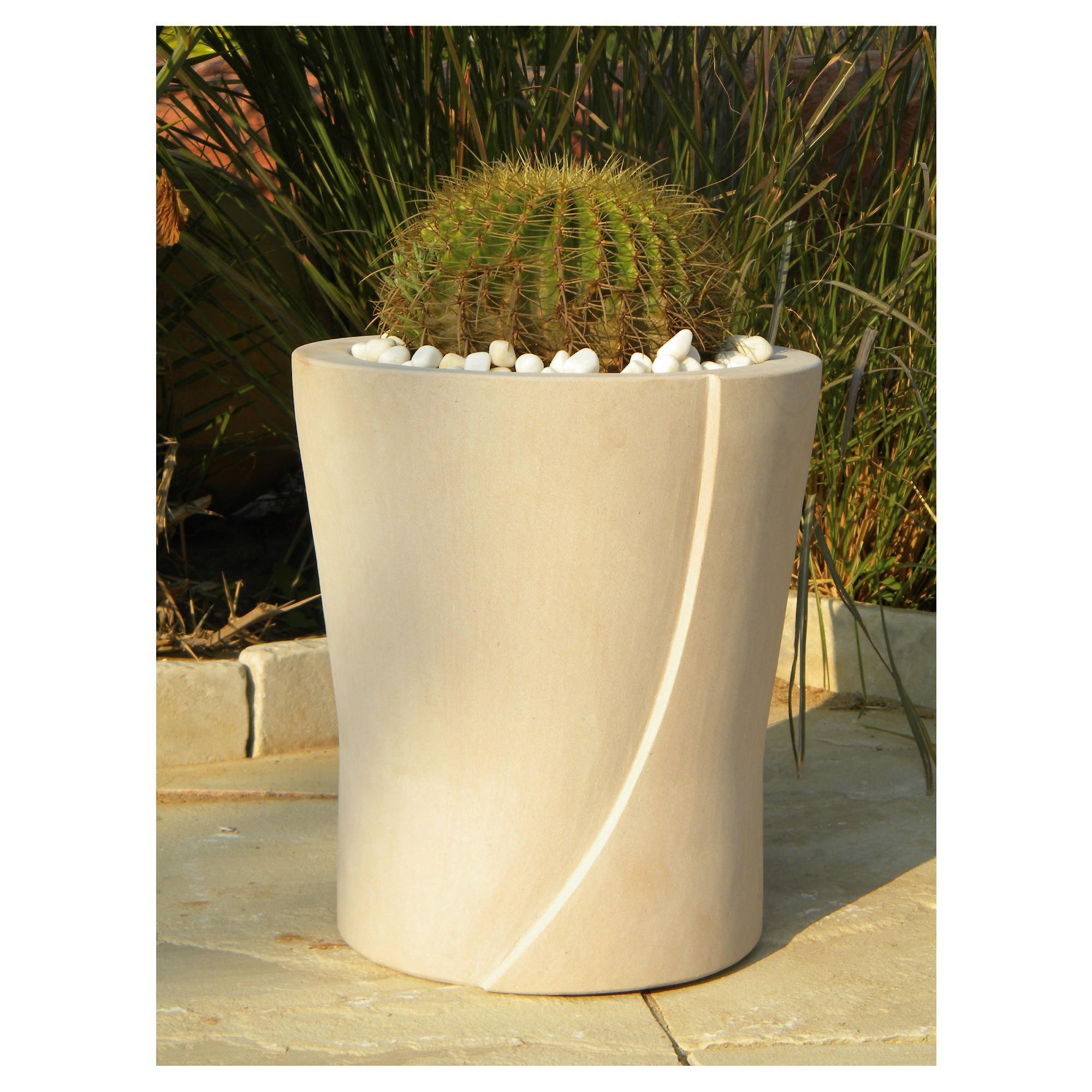 Lacerta Stone Planter Beige 40cm at Tesco Direct