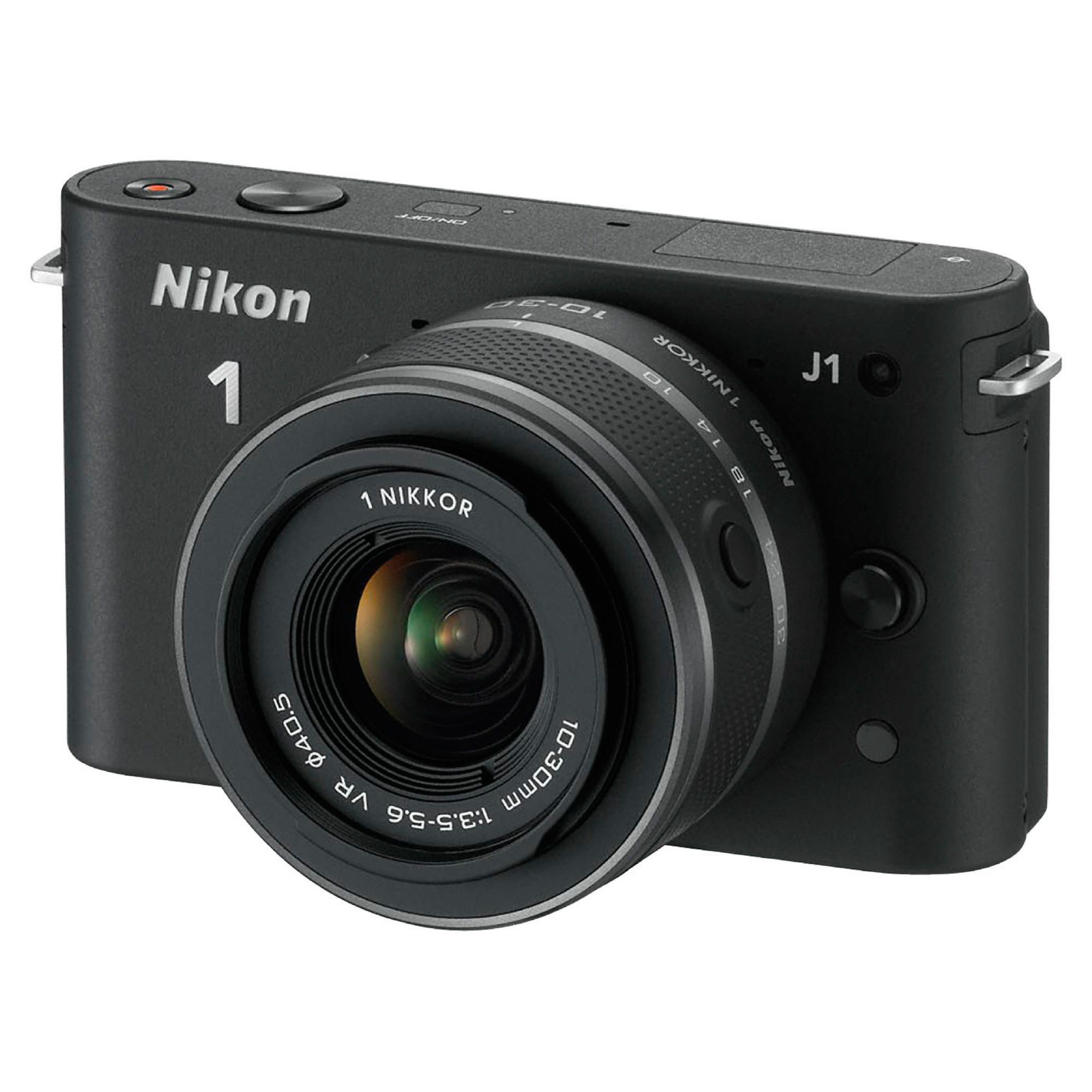Nikon 1 J1 Compact System Camera -&nbsp;Black (10-30mm Lens Kit) 3 inch LCD Screen