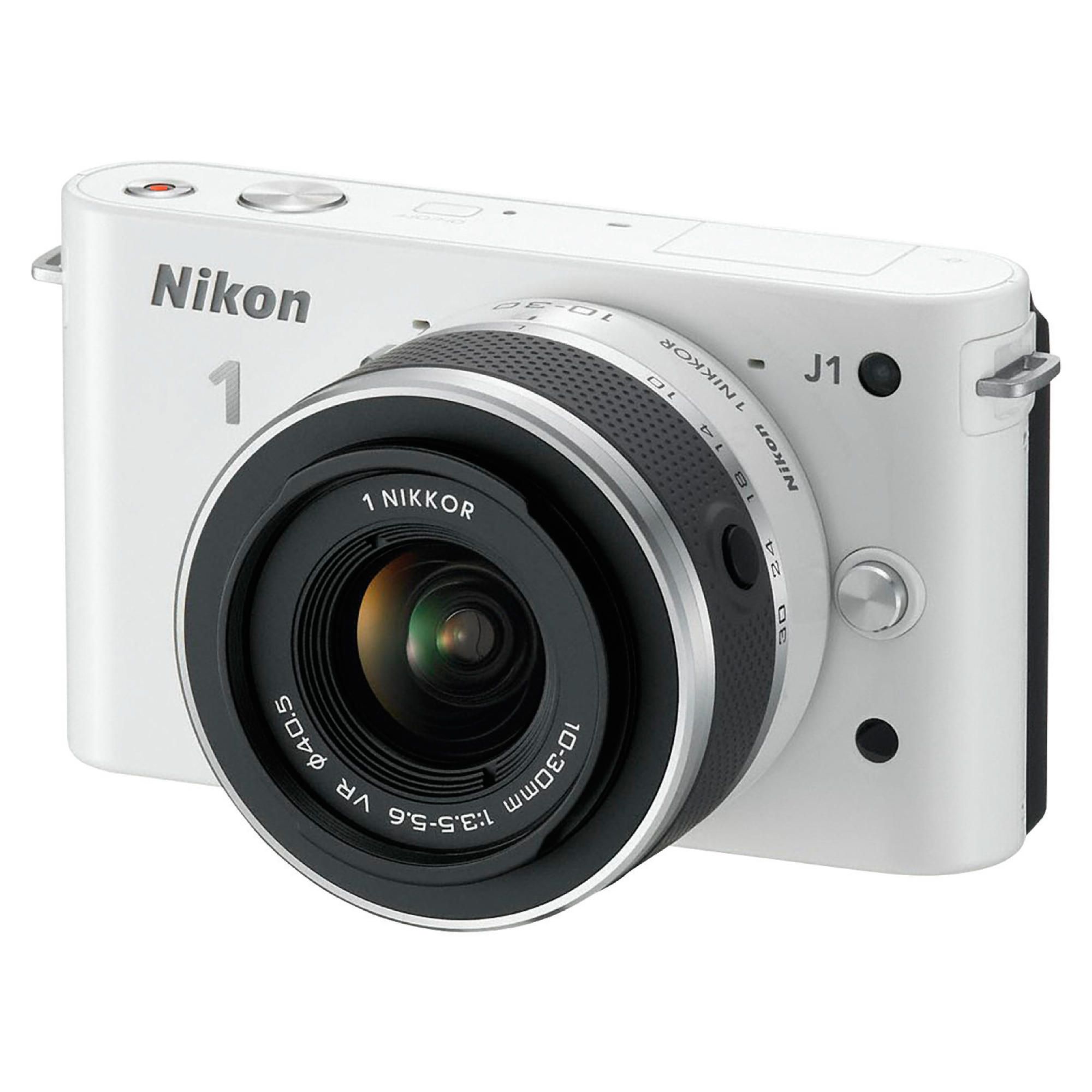 Nikon 1 J1 Compact System Camera -&nbsp;White (10-30mm Lens Kit) 3 inch LCD Screen
