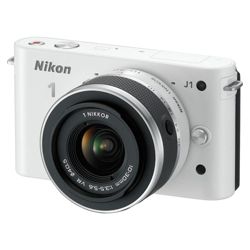 Nikon 1 J1 Compact System Camera - White (10-30mm Lens Kit) 3 inch LCD Screen