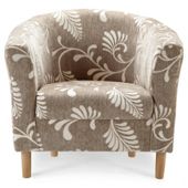 Tub Fabric Accent Chair Leaf Natural