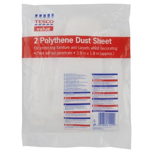Image of Tesco Value Polythene Dust Sheet, 2 Pack