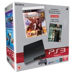 Sony PlayStation 3 (320GB Slim Model) - Bundle with Uncharted 3 and Faster (Blu-ray)