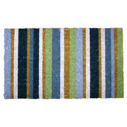 Primeur stripe coir mat, teal/lime/blue