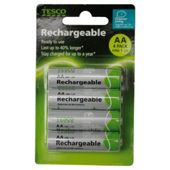 Tesco 4 Pack Rechargeable AA batteries