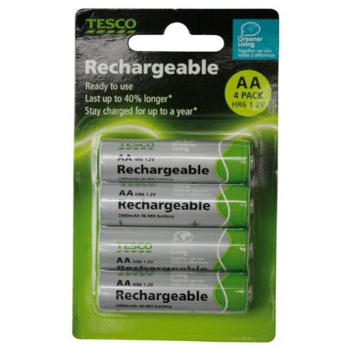 Image of Tesco 4 Pack Rechargeable Aa Batteries