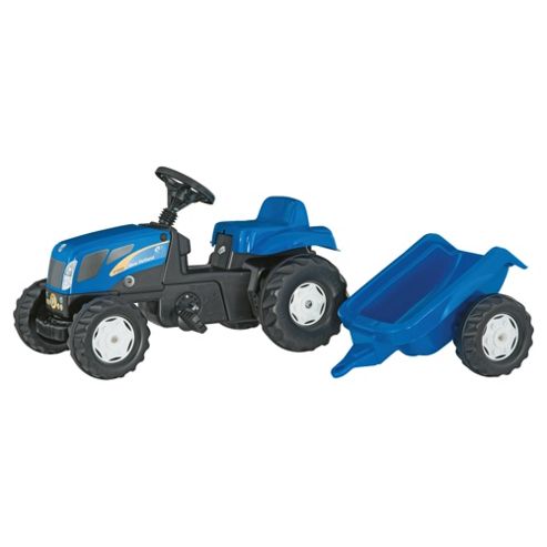 Image of Rolly Kid New Holland Tvt190 Pedal Tractor & Trailer Ride-on