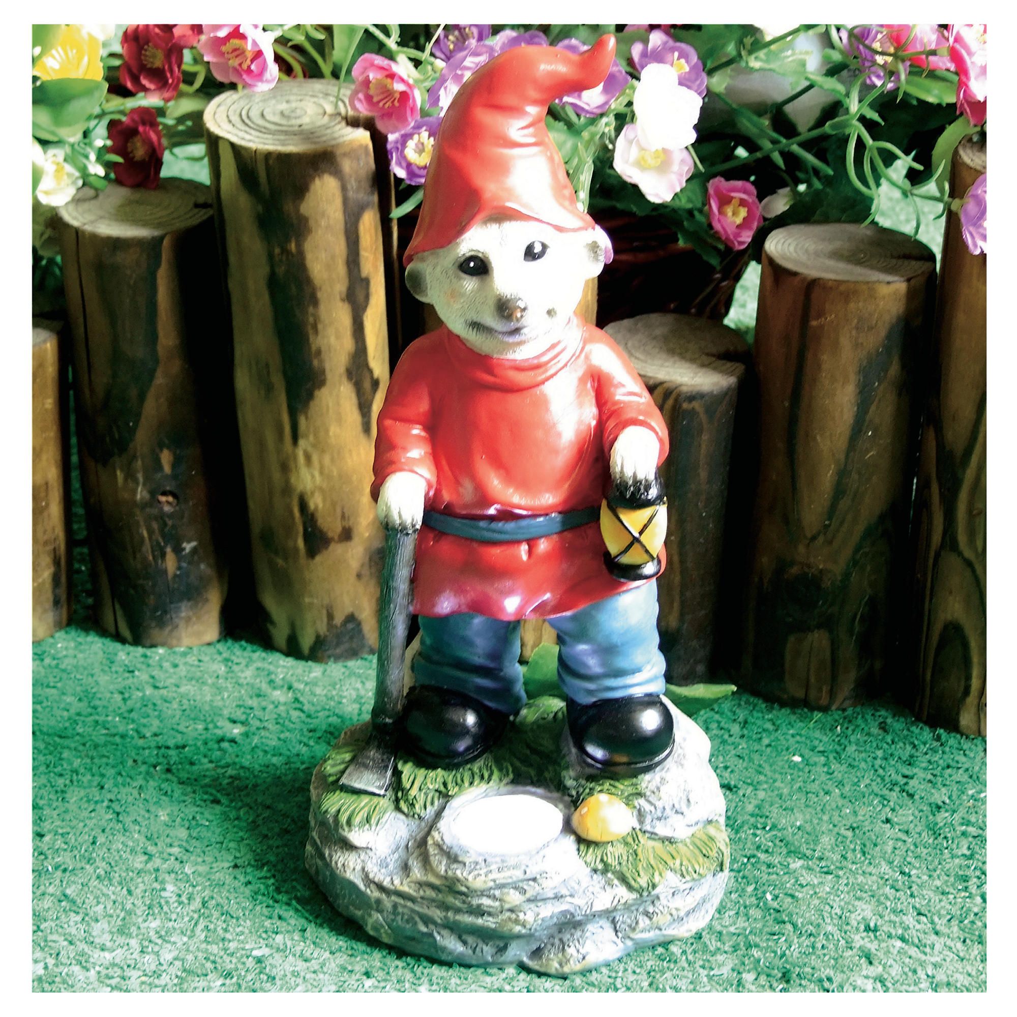 Solar Meerkat Gnome with Lamp 