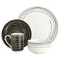 Tesco Atlanta 16 Piece, 4 Person Dinner Set - Black & White